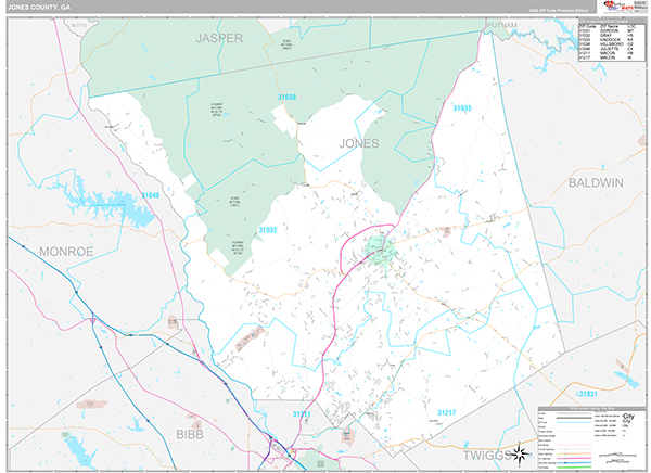 Jones County, GA Wall Map