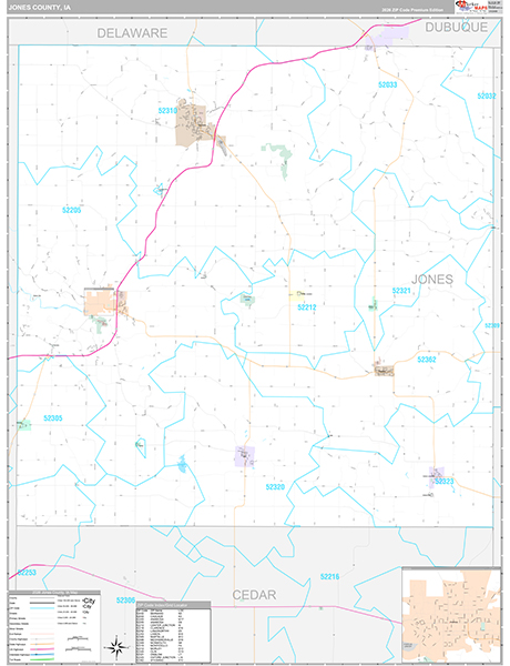 Jones County, IA Carrier Route Wall Map