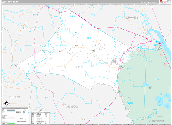 Jones County, NC Wall Map