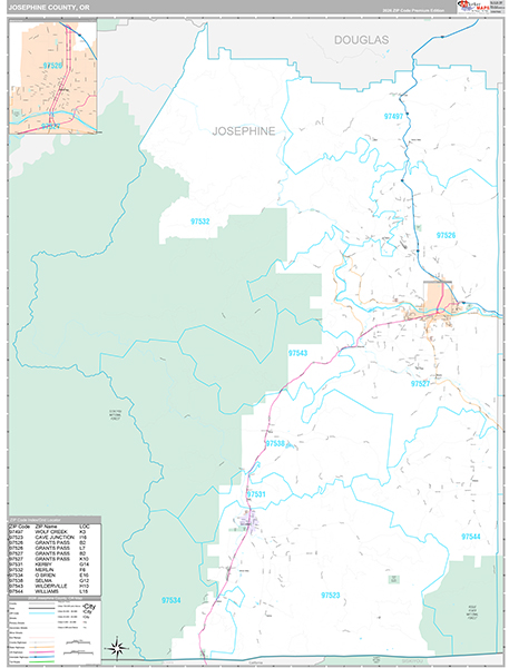 Josephine County, OR Wall Map