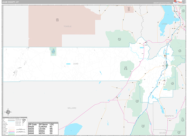 Juab County, UT Zip Code Map