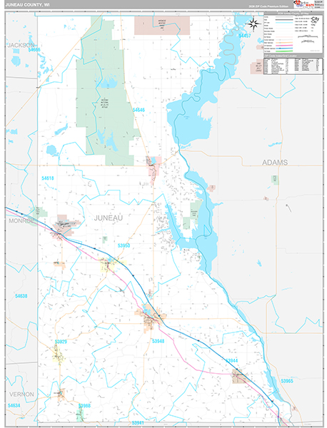 Juneau County, WI Wall Map