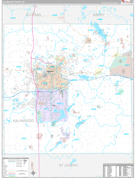 Kalamazoo County, MI Zip Code Map