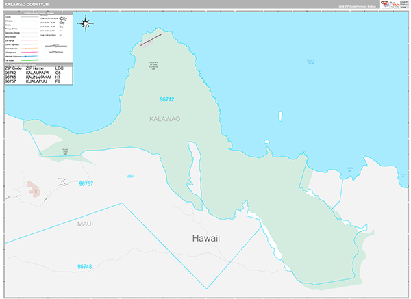 Kalawao County, HI Wall Map