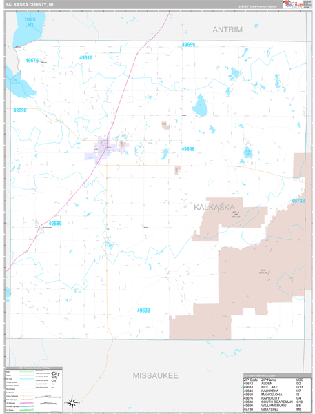 Kalkaska County, MI Wall Map