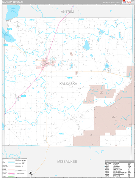 Kalkaska County, MI Zip Code Map