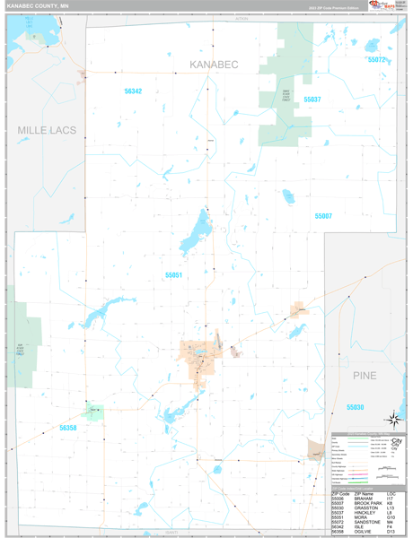 Kanabec County, MN Wall Map Premium Style