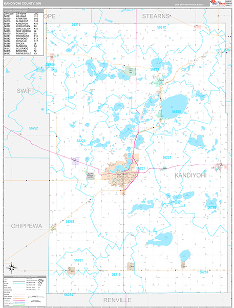 Kandiyohi County, MN Wall Map