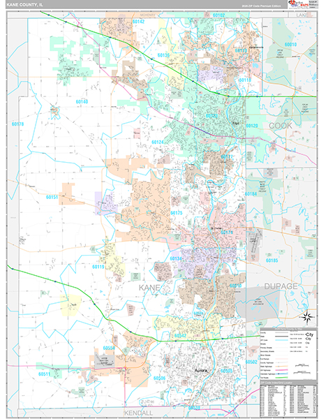 Kane County, IL Zip Code Map