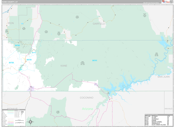 Kane County, UT Wall Map