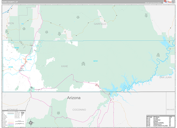 Kane County, UT Zip Code Map