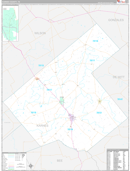 Karnes County, TX Wall Map