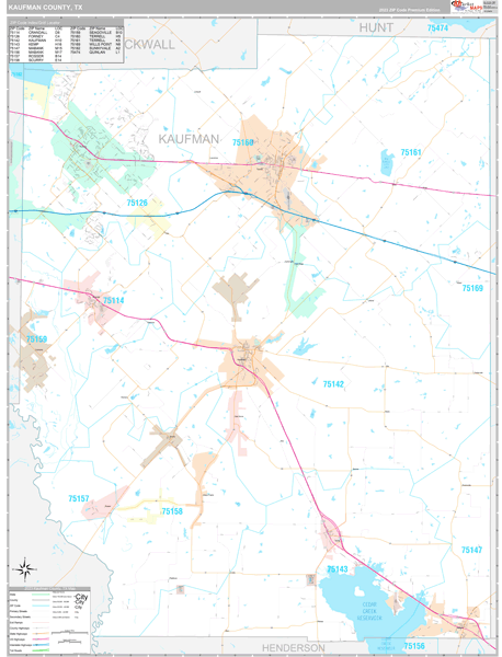 Kaufman County, TX Wall Map