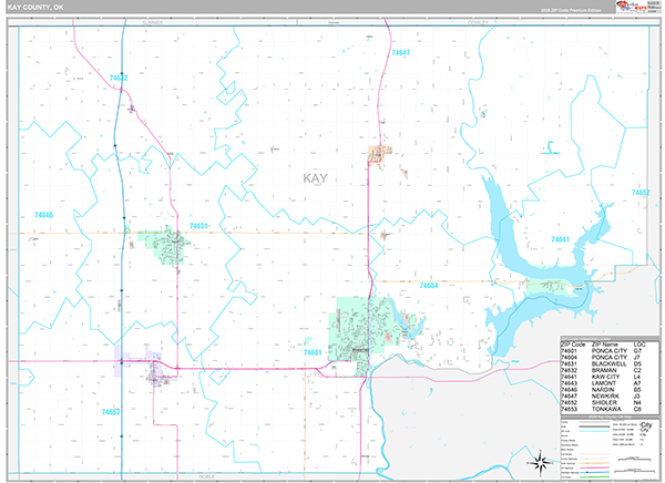 Kay County, OK Wall Map