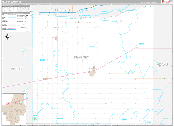 Kearney County, NE Zip Code Map