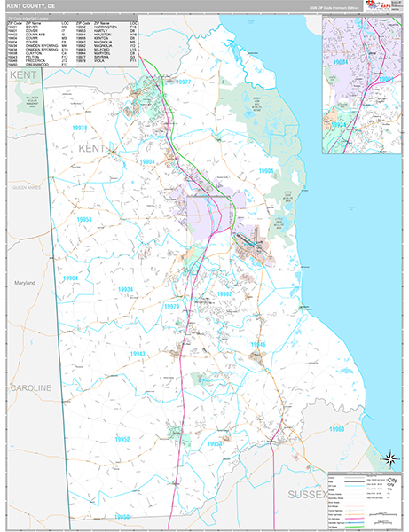 Kent County, DE Wall Map