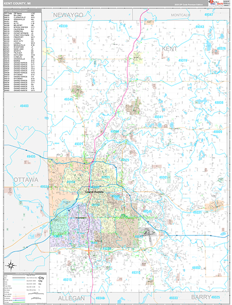 Kent County, MI Zip Code Map