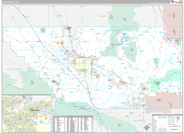 Kern County, CA Map Premium Style