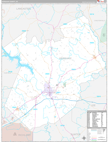 Kershaw County, SC Wall Map