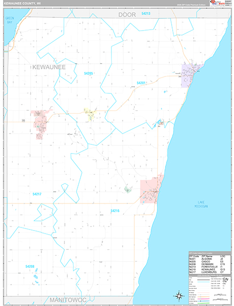 Kewaunee County, WI Wall Map