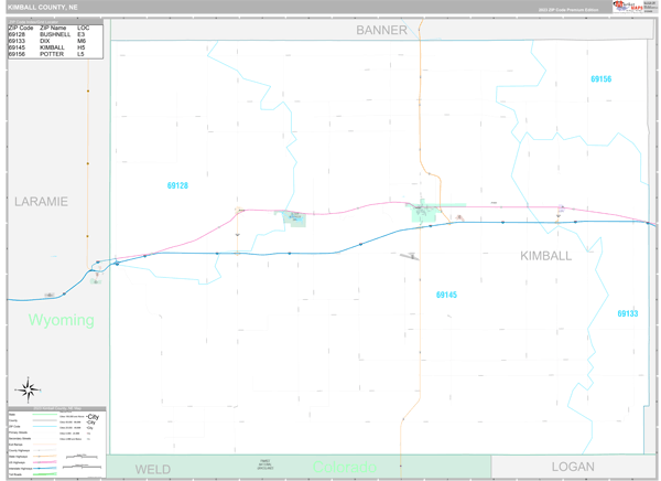Kimball County, NE Carrier Route Wall Map
