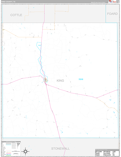 King County, TX Zip Code Map