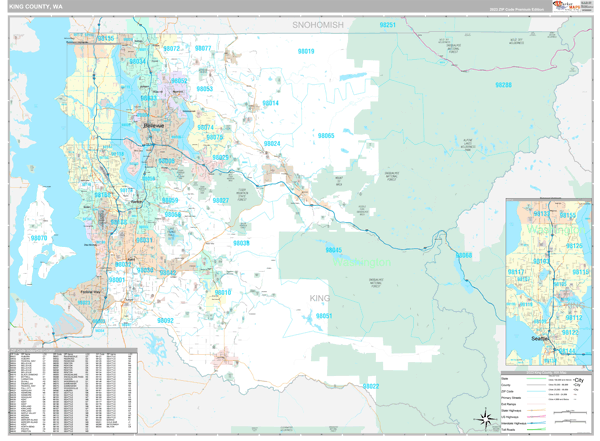 King County Wall Map Premium Style