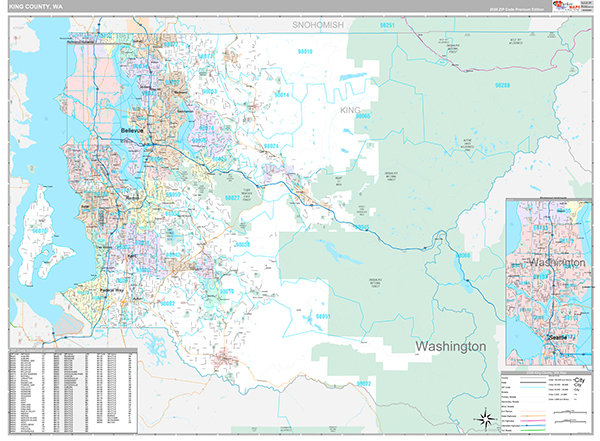 King County, WA Wall Map Premium Style