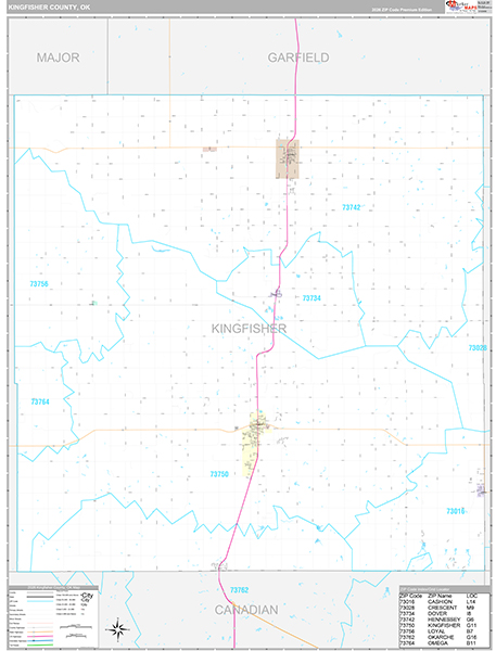 Kingfisher County, OK Wall Map