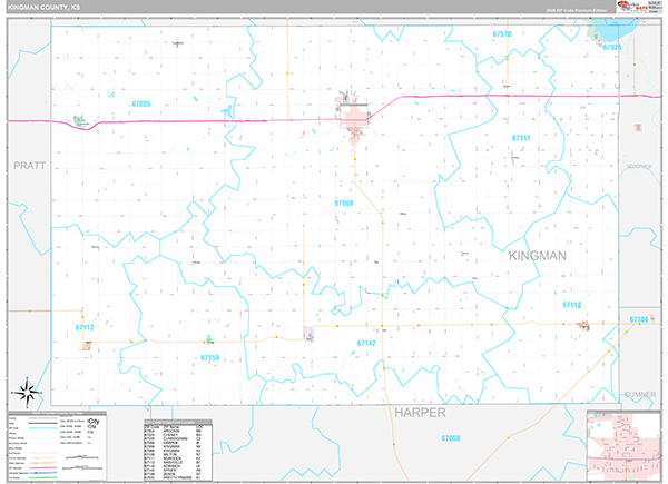 Kingman County, KS Wall Map