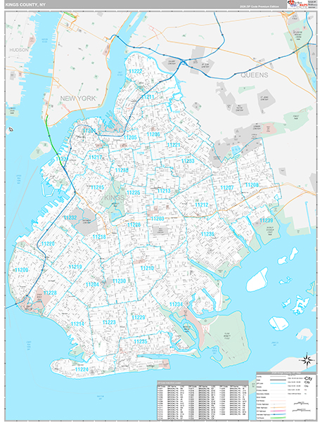 Kings County, NY Zip Code Map