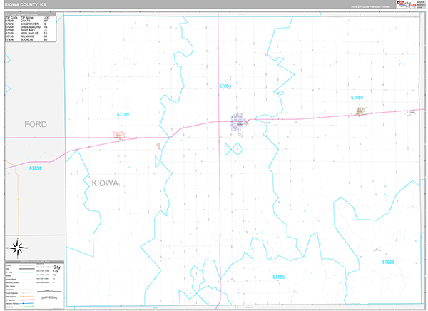 Kiowa County, KS Wall Map