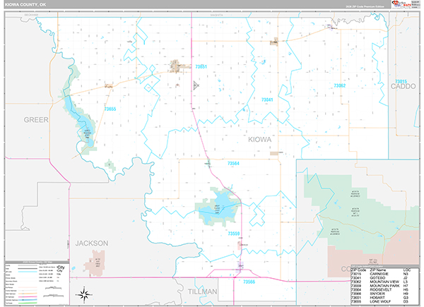 Kiowa County, OK Wall Map