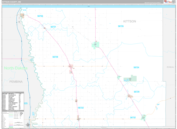 Kittson County, MN Carrier Route Wall Map