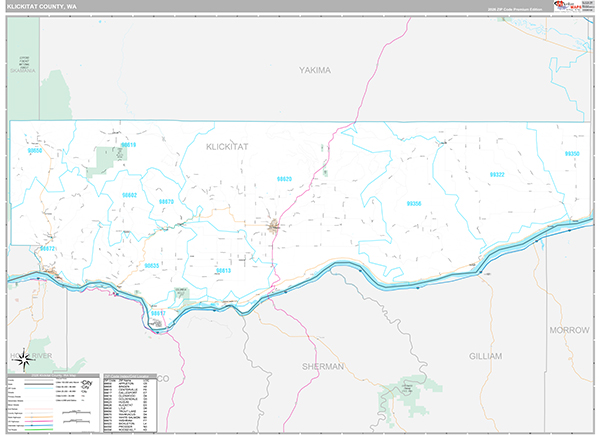 Klickitat County, WA Wall Map Premium Style