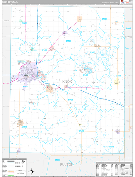 Knox County, IL Zip Code Map