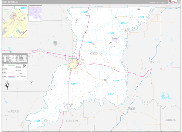 Knox County, IN Zip Code Map