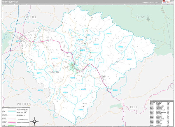 Knox County, KY Zip Code Map