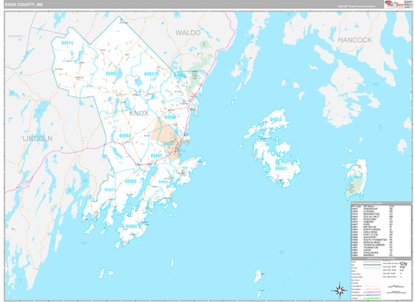 Knox County, ME Wall Map Premium Style