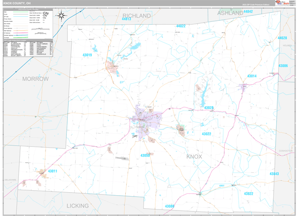 Knox County, OH Wall Map