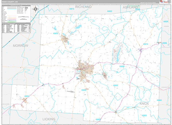 Knox County, OH Wall Map