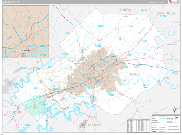 Knox County, TN Wall Map
