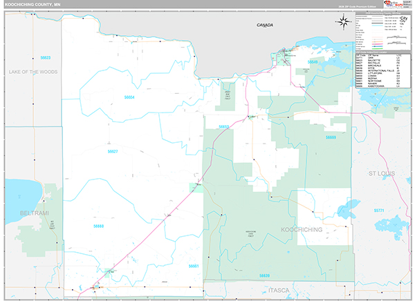 Koochiching County, MN Wall Map