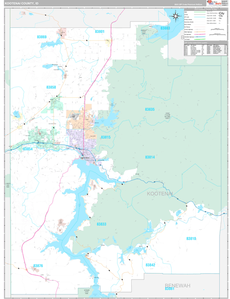 Kootenai County, ID Carrier Route Wall Map