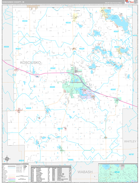 Kosciusko County, IN Zip Code Map