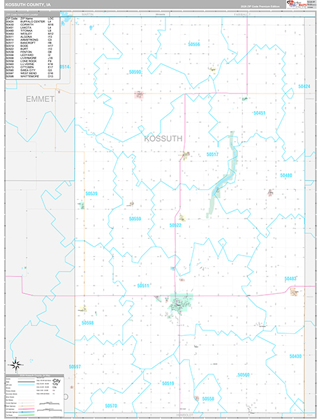 Kossuth County, IA Wall Map