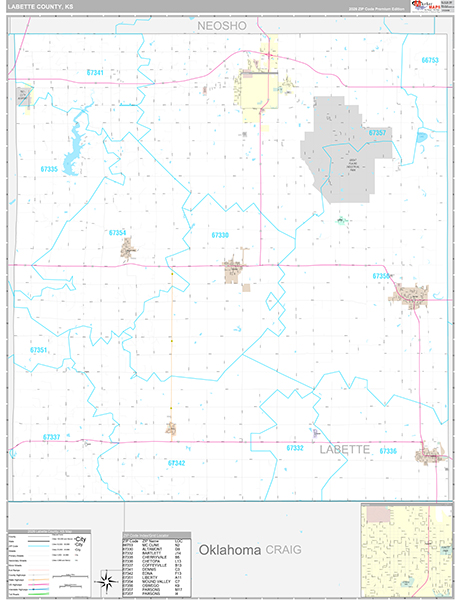 Labette County, KS Wall Map