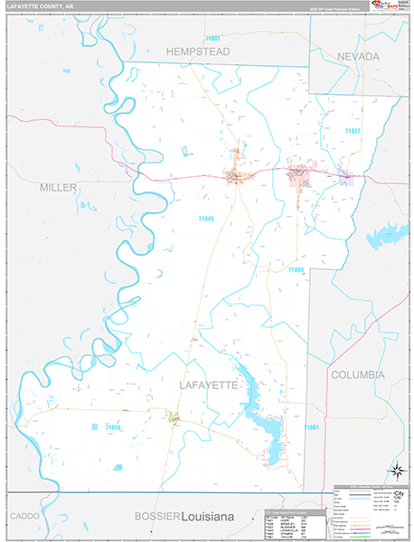 Lafayette County, AR Zip Code Map