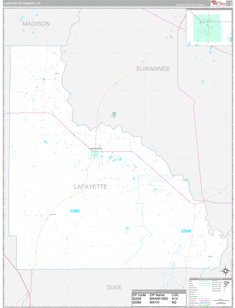 Lafayette County, FL Carrier Route Wall Map