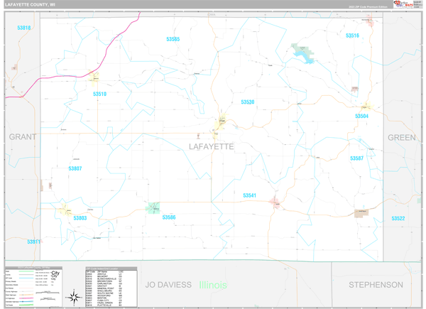 Lafayette County, WI Carrier Route Wall Map